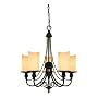 Westinghouse 69001 Hearthstone Five-Light Chandelier, Burnished Bronze Patina Finish with Burnt Scavo Globe