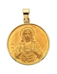 CleverEves 18K Yellow Gold 24.50 mm Sacred Heart Medal