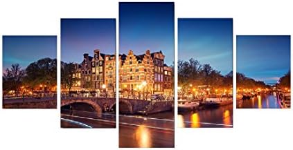 5 Piece Amsterdam Building Modern Home Wall Decor Canvas Picture Art HD Print Painting On Canvas Artworks No Frame