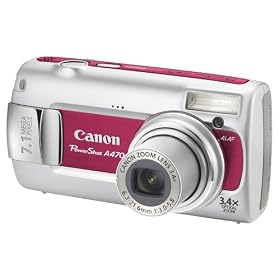 Canon PowerShot A470 Digital Camera - Red (7.1MP, 3.4 xOptical Zoom) 2.5" LCD