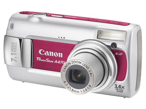 Canon PowerShot A470 Digital Camera - Red (7.1MP, 3.4 xOptical Zoom) 2.5 LCD