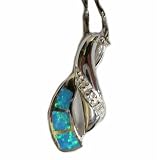 Alexander Kalifano Sterling Silver Thick Loop Aqua Opalite Pendant
