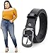 WERFORU Women Black Leather Belt Plus Size Polished Buckle for Jeans Pants(Suit for Waist Size 51-56 Inches, 1-Black)