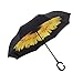 Silkclo Windproof Reverse Folding Double Layer Inverted Umbrella and Self Standing Inside Out Rain Protection Umbrella with C-shaped Hands Free Handle, Best Compact Travel Umbrella