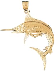 Dazzlers Solid 14k Gold Marlin Trout Fish Charm Pendant Available in three colors from jewelsberry (weights: 9.5 grams only)