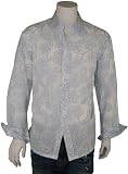 Modern Men's Long Sleeve 100% Cotton Shirt G-C603A White Blue