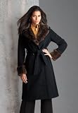 Jessica London Plus Size Wool Fur-Trim Coat