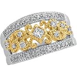 14K Two Tone Gold Diamond Band Ring