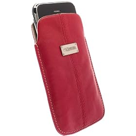 Krusell Large Leather Luna Mobile Phone Pouch - Red/Sand