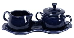 Fiesta Covered Creamer and Sugar Set with Tray, Cobalt