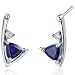 Modern Sophistication 2.00 Carats Blue Sapphire Trillion Cut Cubic Zirconia Earrings in Sterling Silver Rhodium Finish