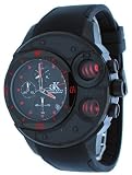 Adee Kaye #AK8002-MIPB Men's Black IP Carbon Fiber Top Spring Pusher Chronograph Watch