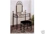 Black Metal Bedroom Vanity with Glass Table & Bench Set