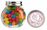 Baby Keepsake: Pink Floral Design Sweet Sixteen Personalized Glass Candy Jar - Unasse (Set of 24)