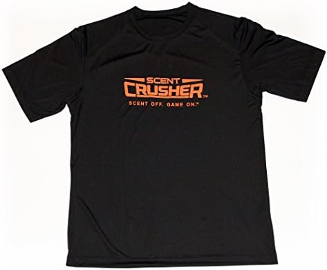 Scent Crusher Dri-Fit T-Shirt - Cool Quick Dry Fit Hunting Clothes Tshirt Cooling Exercise Black Orange 100% Polyester - Medium M