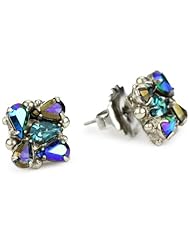 Sorrelli "Emerald City" Pear Crystal Cluster Stud Silvertone Earrings