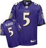 Joe Flacco Jersey: Reebok Purple Replica #5 Baltimore Ravens Jersey - Large