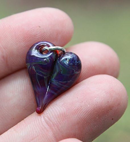 Glass Heart Charm, Small Mini Heart, Lampwork Hand Blown Boro Bead