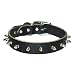 1/2 in. Regular Spiked Latigo Leather Dog Collar model 12LK (Black, 10 in.)