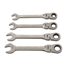 Crescent FRP4 4 Piece 3/8-Inch to 9/16-Inch 72 Tooth Ratcheting Pivot Head Combination Wrench Set