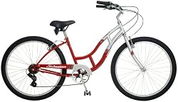 Schwinn Southport Women's Cruiser Bike (26-Inch Wheels, Silver/Red)