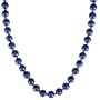 14k Yellow Gold 8mm Lapis Lazuli Bead Necklace, 17"