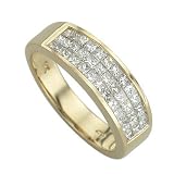 14K Yellow Gold Channel Set Princess Cut Diamond Band Ring