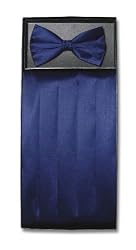 SILK Cumberbund & BowTie NAVY BLUE Men's Cummerbund & Bow Tie Set