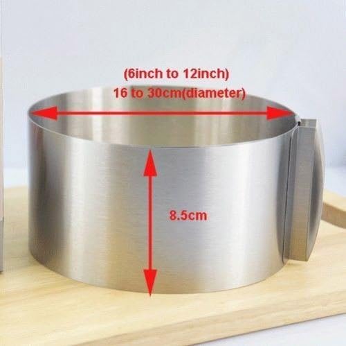 6"-12"stainless Steel Adjustable Mousse Cake Ring 2 Handle Pastry Bakeware Mould