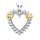 14K Two Tone Gold 1/4 ct. Diamond Heart Pendant with Chain