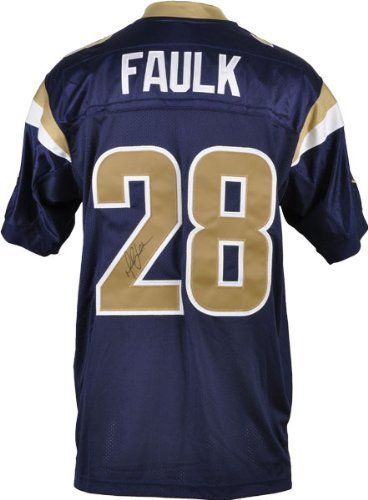 Marshall Faulk Autographed Jersey | Details: St. Louis Rams, Reebok Authentic Navy