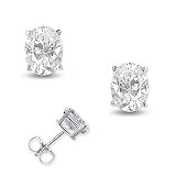 6Ct Tw Cubic Zirconia Diamond Oval Shape Basket Setting (.925) Sterling Silver Stud Earrings (Nice Mother's Day Gift, Special Sale)