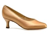 311 Vienna Ladies' Court Shoe with a 2 Flared Heel in Flesh Satin (Regular Fit)