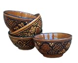 Le Souk Ceramique 5-Inch Set of 4 Soup/Cereal Bowls, Honey Design