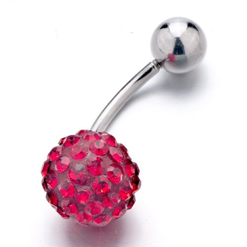 July Birthstone Small Red Ball Belly Button Ring Navel Piercing Body Jewelry