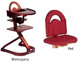 Svan High Chair from Scandinavian Child with Infant Kit and Cushion, Red Cushion with Mahogany Wood