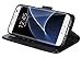 S7 Edge Case, Moze Galaxy S7 Edge Wallet Case [Wrist Strap] [Stand Feature] PU Leather Flip Wallet Case Cover for Samsung Galaxy S7 Edge - Black