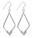 Sterling Silver Diamond Shape Hoop French Wire Clear Cubic Zirconia Earrings