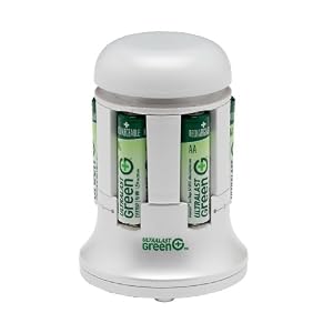 UltraLast Green 4AA/AAA Lunar Charger with 4 AA Everyday Precharged Batteries