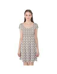 Metallic/Polyester/Spandex Stretchy Chevron Print Zig Zag Cap Sleeves  Dress