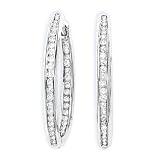 14K White Gold 1 ct. Diamond ''In and Out'' Hoop Earrings