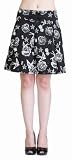 Living Dead Souls Womens OFF DICE ROCKABILLY PLEATED RUFFLE SKIRT- Black/White