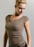 Unplugged Label Jersey Slit Front Top Shirt