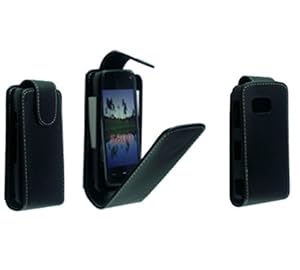FOR NOKIA XPRESS MUSIC 5800 STYLISH SMOOTH BLACK LEATHER FLIP CASE COVER POUCH
