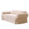 Soft Suede Loveseat Slipcover - Taupe