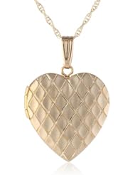 14k Yellow Gold Hand Engraved and Embossed Heart Locket Necklace, 18"