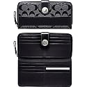 AUTHENTIC COACH SIGNATURE STRIPE ACCORDIAN ZIP WALLET 41631 (BW/Black)