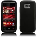 NOKIA 5530 SILICONE SKIN CASE COVER - BLACK WITH SCREEN PROTECTOR PART OF THE QUBITS ACCESSORIES RANGE
