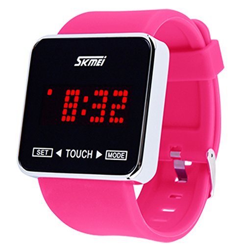 SKMEI Touch Screen Digital LED Waterproof Boys Girls Sport Casual Wrist Watches (Rose Red)