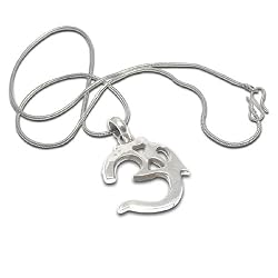 Om Pendant with Chain Sterling Silver Jewelry 1.75 inches